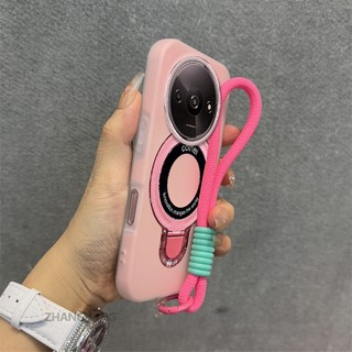 Ốp Lưng Cho Redmi A3 Vỏ Điện Thoại Màu Kẹo 2 Trong 1 Silicon Mềm Thẩm Mỹ Có Giá Đỡ Điện Thoại Kim Loại Và Dây Buộc