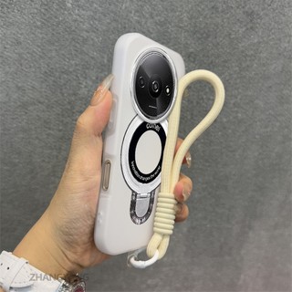 Ốp Lưng Cho Redmi A3 Vỏ Điện Thoại Màu Kẹo 2 Trong 1 Silicon Mềm Thẩm Mỹ Có Giá Đỡ Điện Thoại Kim Loại Và Dây Buộc
