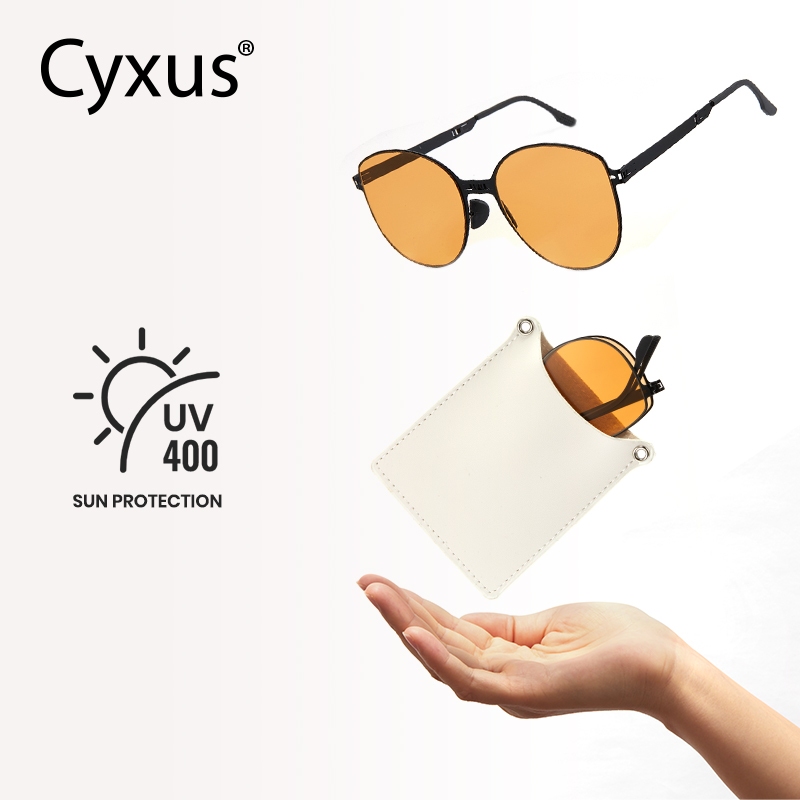 Cyxus Kính Mát Gập Gọn Đa Năng Gọng Thép Oval Nhẹ Bền Chống Tia UV400 Cho Mọi Hoạt Động Ngoài Trời 1108