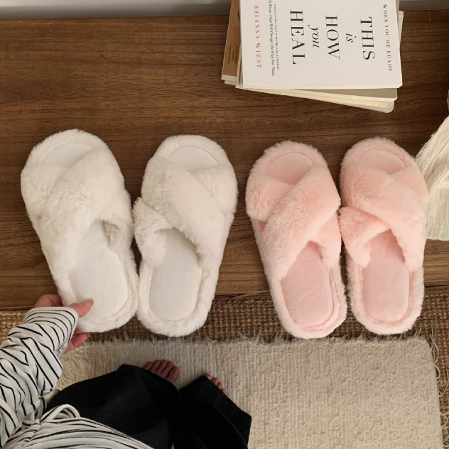 XIXITIAO Dép Cotton Lông Nữ Thời Trang Đơn Giản Phong Cách Mới Thu Đông Ấm Áp Thoải Mái