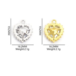 Trọn bộ 10 charm trái tim đào phong cách công chúa, kèm kim cương giả nhiều màu - Ideal cho DIY bông tai và mặt dây chuyền, quà Valentine tuyệt vời