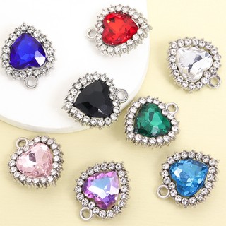 Trọn bộ 10 charm trái tim đào phong cách công chúa, kèm kim cương giả nhiều màu - Ideal cho DIY bông tai và mặt dây chuyền, quà Valentine tuyệt vời