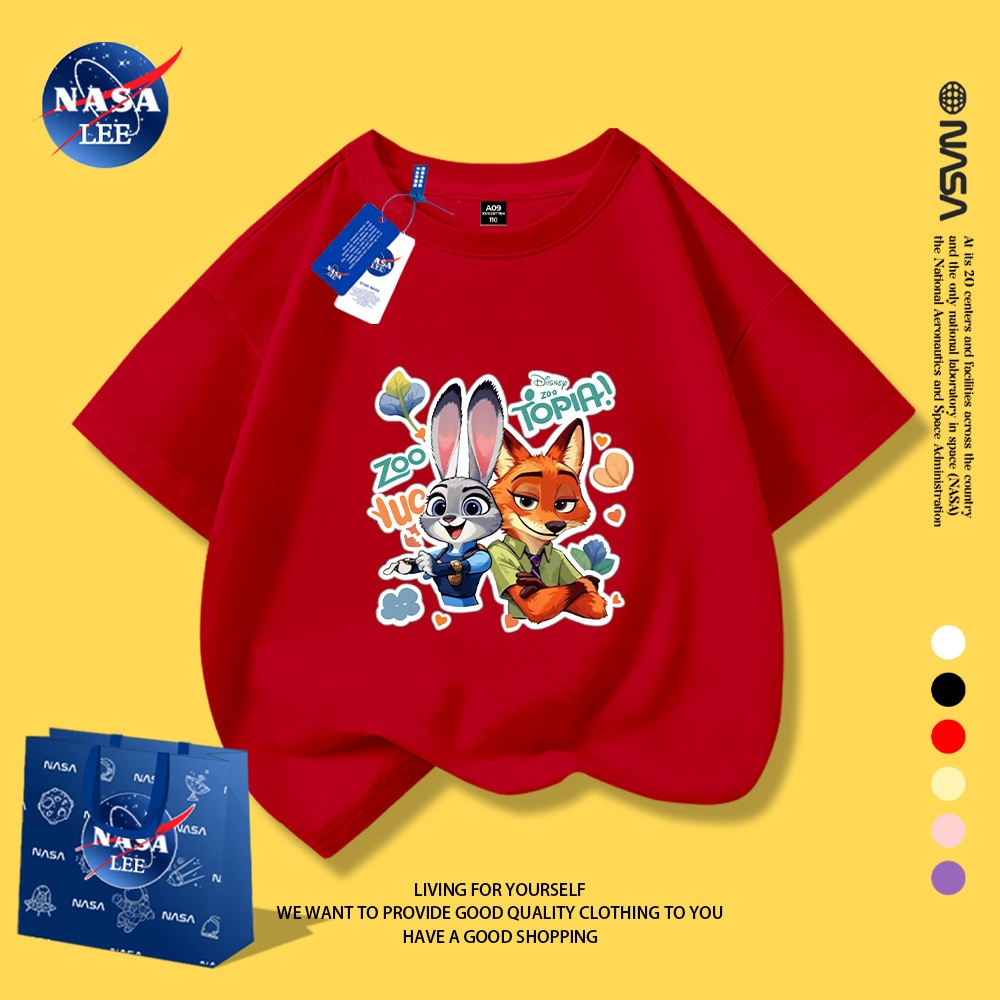 NASA Pure Cotton Tay Ngắn 2026 Phong Cách Mới Trẻ Em Tay Ngắn Mềm Mại Thoải Mái Thời Trang Dễ Thương