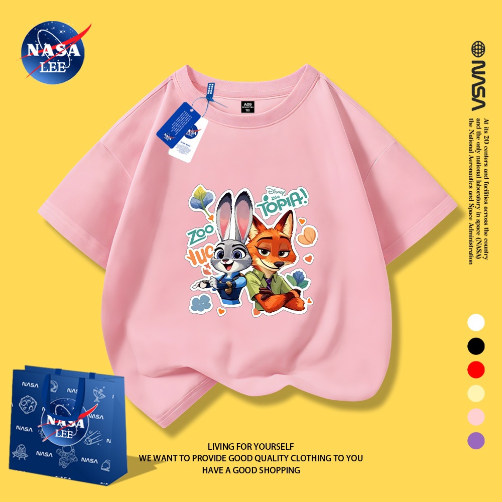 NASA Pure Cotton Tay Ngắn 2026 Phong Cách Mới Trẻ Em Tay Ngắn Mềm Mại Thoải Mái Thời Trang Dễ Thương