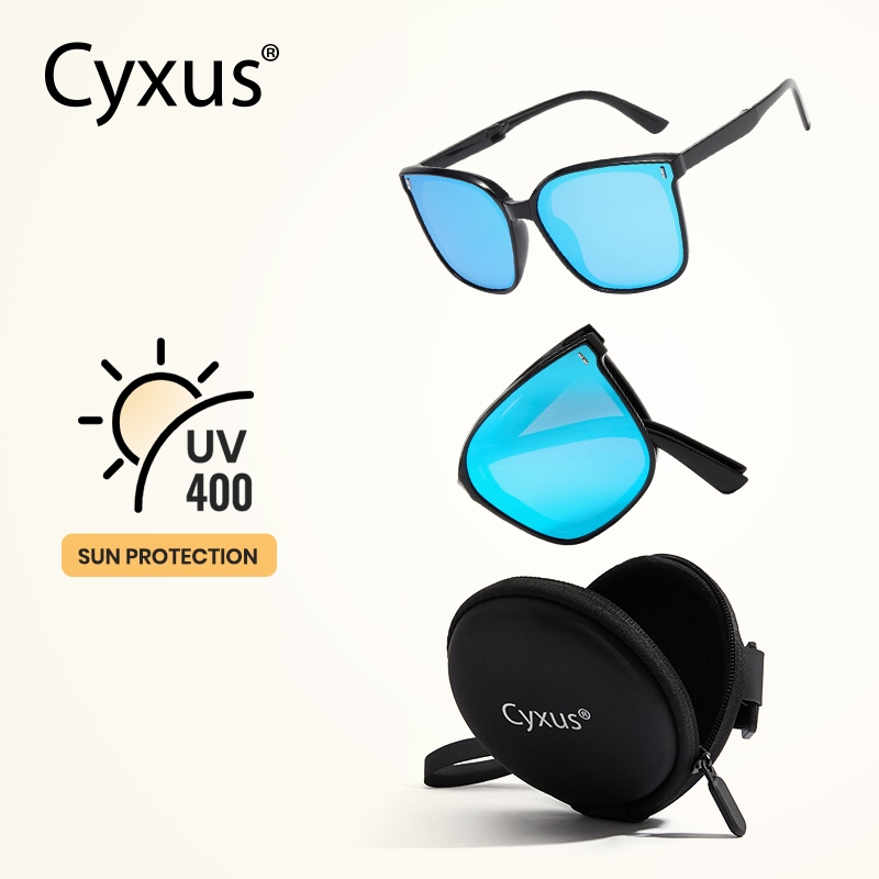 Cyxus Kính Mát Phân Cực Gập Gọn Nam Nữ Gọng Vuông TR90 Chống UV400 Tiện Mang Theo Lái Xe Ngoài Trời 1104