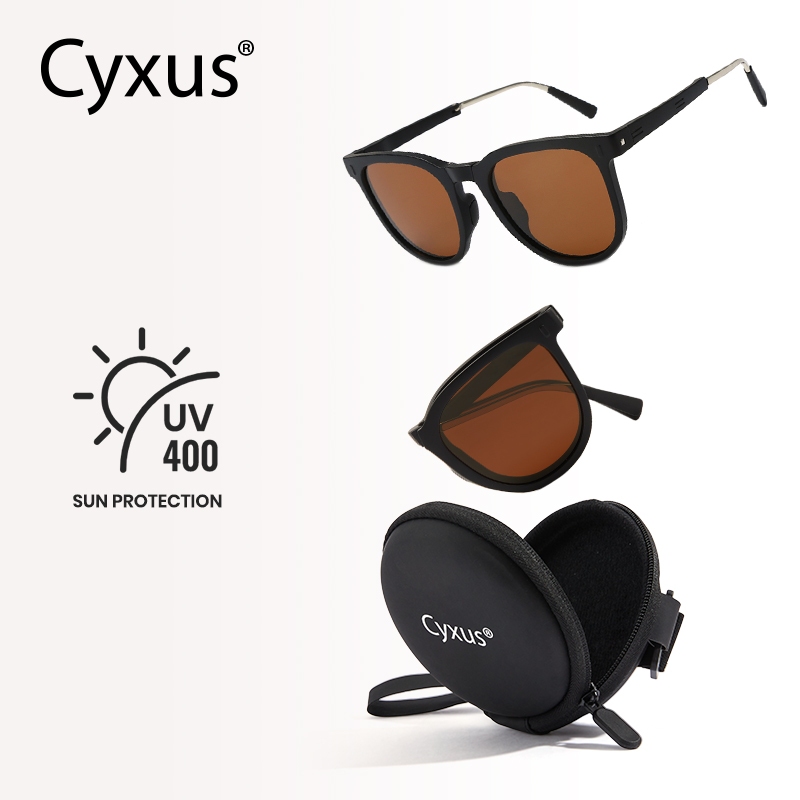 Cyxus Kính Mát Phân Cực Gập Gọn Nam Nữ Gọng Oval TR90 Chống UV400 Tiện Mang Theo Đi Biển Lái Xe Ngoài Trời 1103