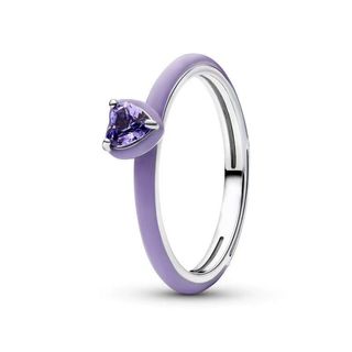 Nhẫn Trái Tim Bạc S925ME màu tím và đỏ, phong cách cổ điển và thời trang