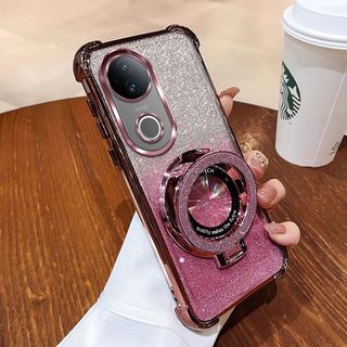 Vỏ Chống Sốc Cho Vivo V60 V50 V50Lite V60Lite 4G 5G Gradient Trong Suốt Lấp Lánh Bling Mềm Vỏ Điện Thoại TPU Silicon Ốp Lưng Túi Khí Bảo Vệ Mặt Sau Có Giá Đỡ Vòng Từ Tính