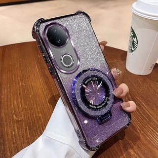 Vỏ Chống Sốc Cho Vivo V60 V50 V50Lite V60Lite 4G 5G Gradient Trong Suốt Lấp Lánh Bling Mềm Vỏ Điện Thoại TPU Silicon Ốp Lưng Túi Khí Bảo Vệ Mặt Sau Có Giá Đỡ Vòng Từ Tính