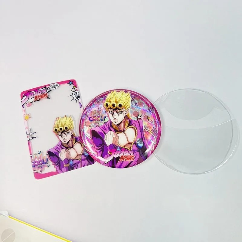 JoJo 's Bizarre Adventure Anime Pin Badge Blind Box – Trâm cài nút thiếc 75mm phát sáng trong bóng tối với bộ sưu tập thẻ trong suốt