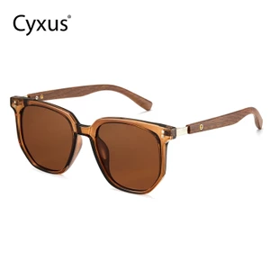 Cyxus Kính Phân Cực Thời Trang Gọng Gỗ Vuông TR90 Chống Tia UV400 Cho Nam Và Nữ Phù Hợp Dùng Ngoài Trời 1076