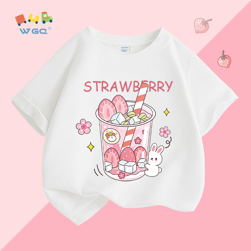 W.G.Q Áo thun bé gái , vải Cotton nguyên chất, mềm mại thoải mái khi in , thích hợp cho trang phục thể thao ngoài trời