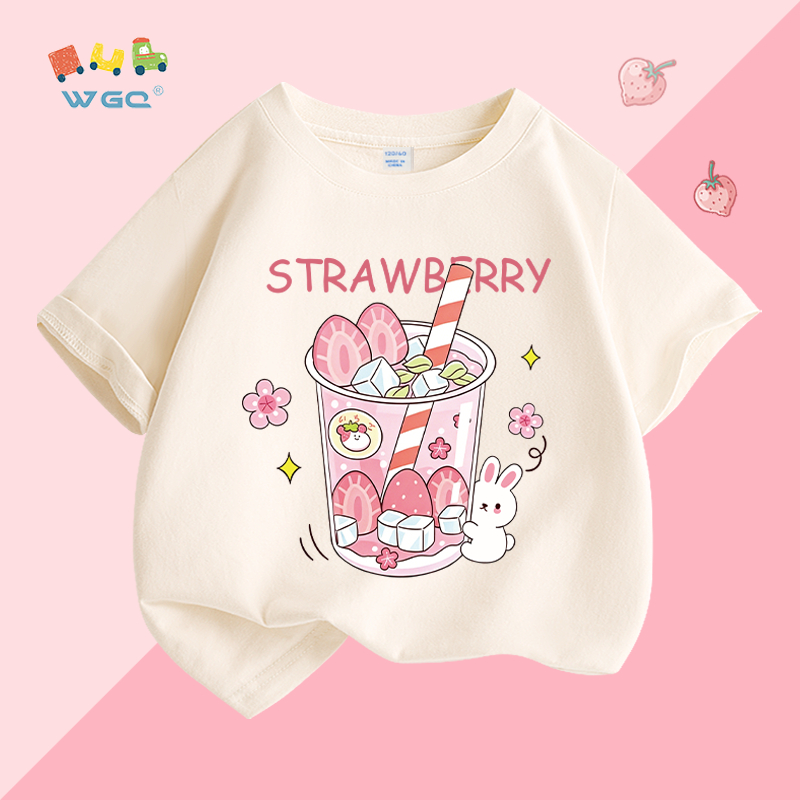W.G.Q Áo thun bé gái , vải Cotton nguyên chất, mềm mại thoải mái khi in , thích hợp cho trang phục thể thao ngoài trời