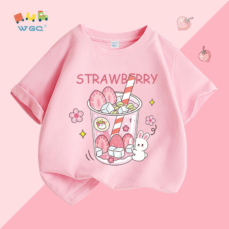 W.G.Q Áo thun bé gái , vải Cotton nguyên chất, mềm mại thoải mái khi in , thích hợp cho trang phục thể thao ngoài trời