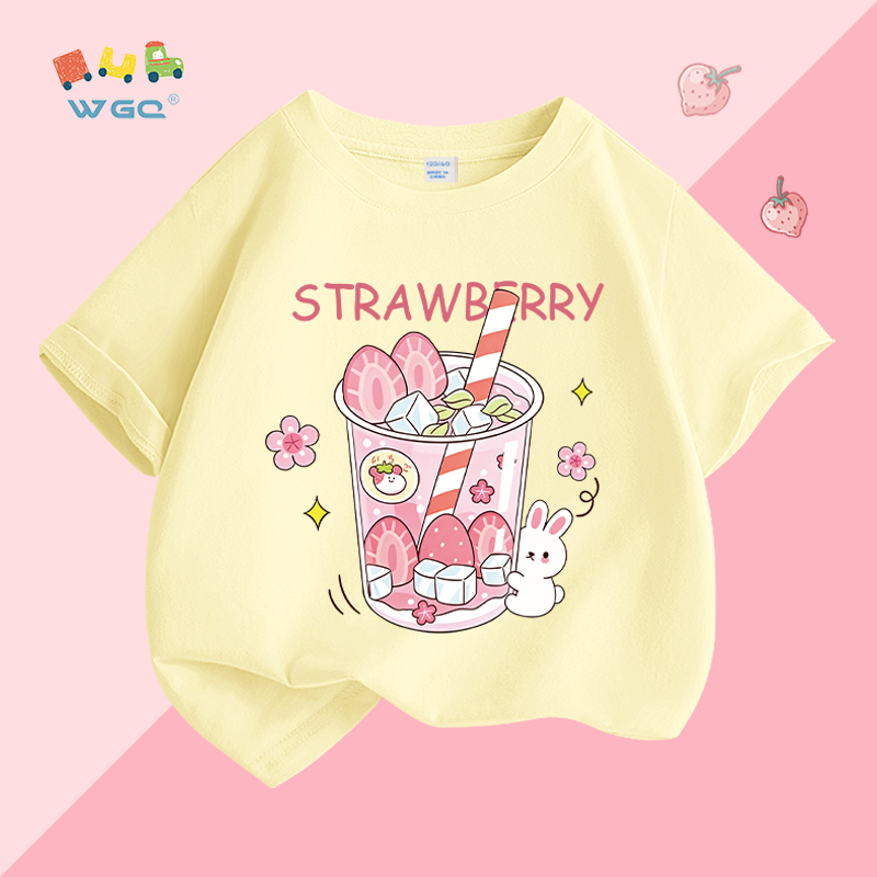 W.G.Q Áo thun bé gái , vải Cotton nguyên chất, mềm mại thoải mái khi in , thích hợp cho trang phục thể thao ngoài trời