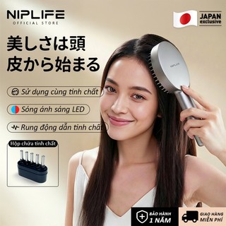 Lược massage da đầu điện NIPLIFE HB-01 Scalp - Hộp đựng serum tích hợp - Hồng ngoại - Chống nước