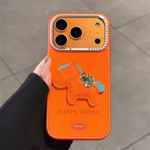 Ốp lưng cứng ống kính kim cương giả / da Pony tương thích cho iPhone 14 pro max 15 pro max 16 pro max 17 Pro max