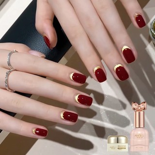 [ANNIES] Keo dán sơn móng tay màu đỏ Fugui Phong cách mới Nhấp nháy Fortune Golden Cat Eye Nail Shop Bộ chuyên dụng