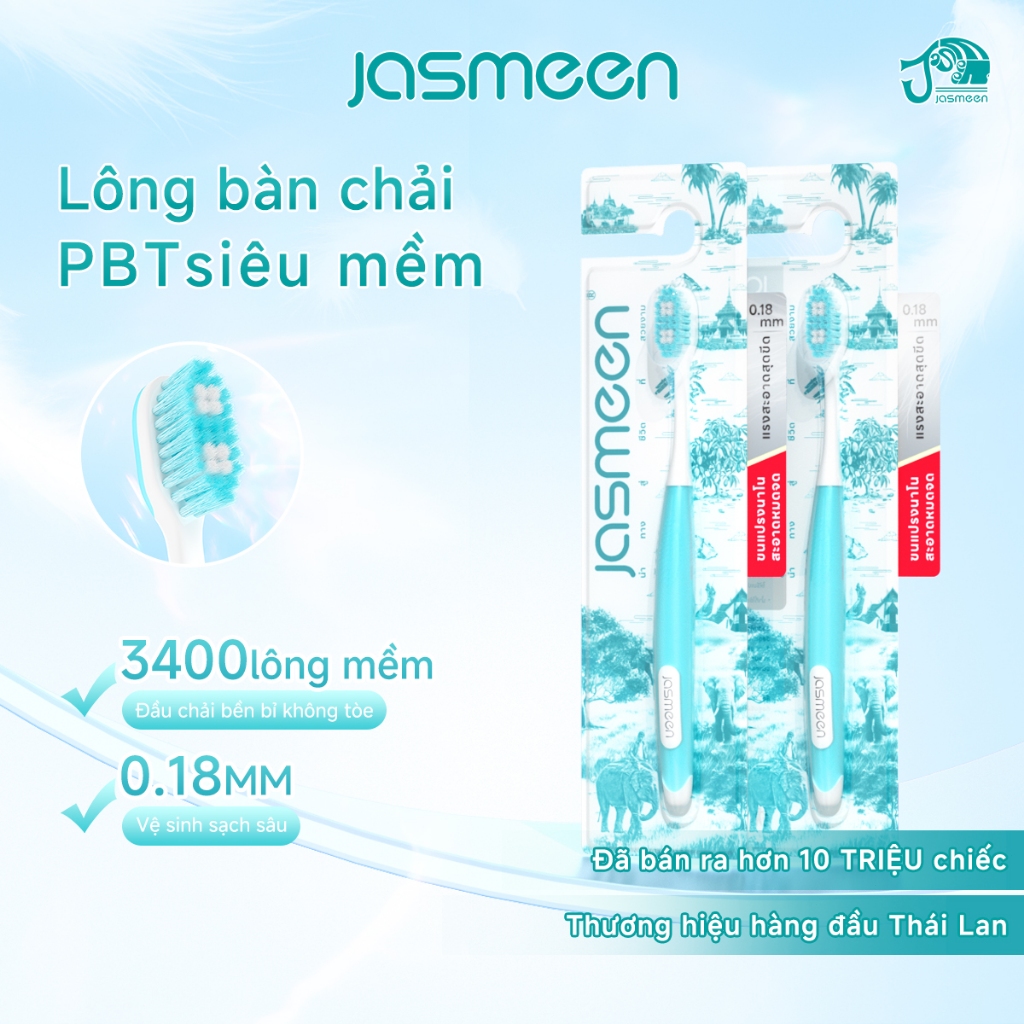 Bàn chải đánh răng JASMEEN - lông tơ êm ái- mềm mại- làm sạch sâu mảng bám- chuyên chăm sóc bảo vệ nướu lợi