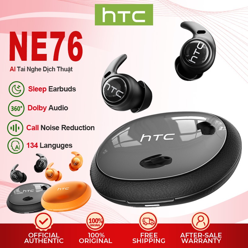 HTC NE76 Vi mô Tai nghe ngủ Người ngủ nghiêng ANC Khử tiếng ồn Tai nghe Bluetooth 360° ACS Âm thanh Dolby Tai nghe không dây AI Tai nghe dịch thuật