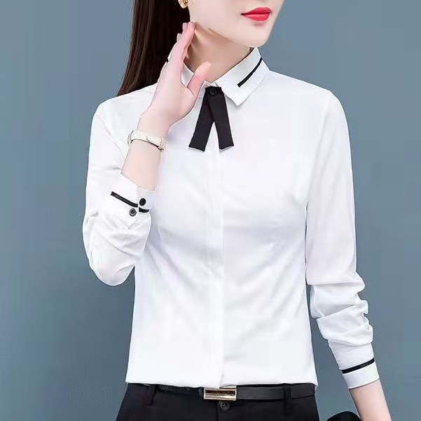 Áo Sơ Mi Tay Dài Màu Hồng / Xanh Dương Cỡ Lớn Thời Trang Công Sở Thanh Lịch Cho Nữ