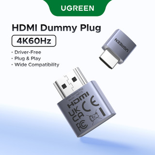 HDMI Dummy Plug 4K60Hz Ugreen Độ phân giải tùy chỉnh Plug & Play Bugi giả có đèn LED hỗ trợ Windows, macOS & Linux