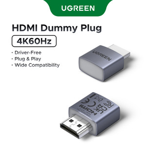 HDMI Dummy Plug 4K60Hz Ugreen Độ phân giải tùy chỉnh Plug & Play Bugi giả có đèn LED hỗ trợ Windows, macOS & Linux
