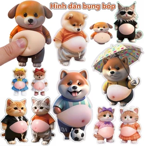 Dễ Thương 3D Dán Chó Bóp Bụng Đề Can Đảng Ủng Hộ Miếng Dán Có Thể Tái Sử Dụng Cho Trẻ Em Bé Gái Thanh Thiếu Niên Người Lớn Đảng