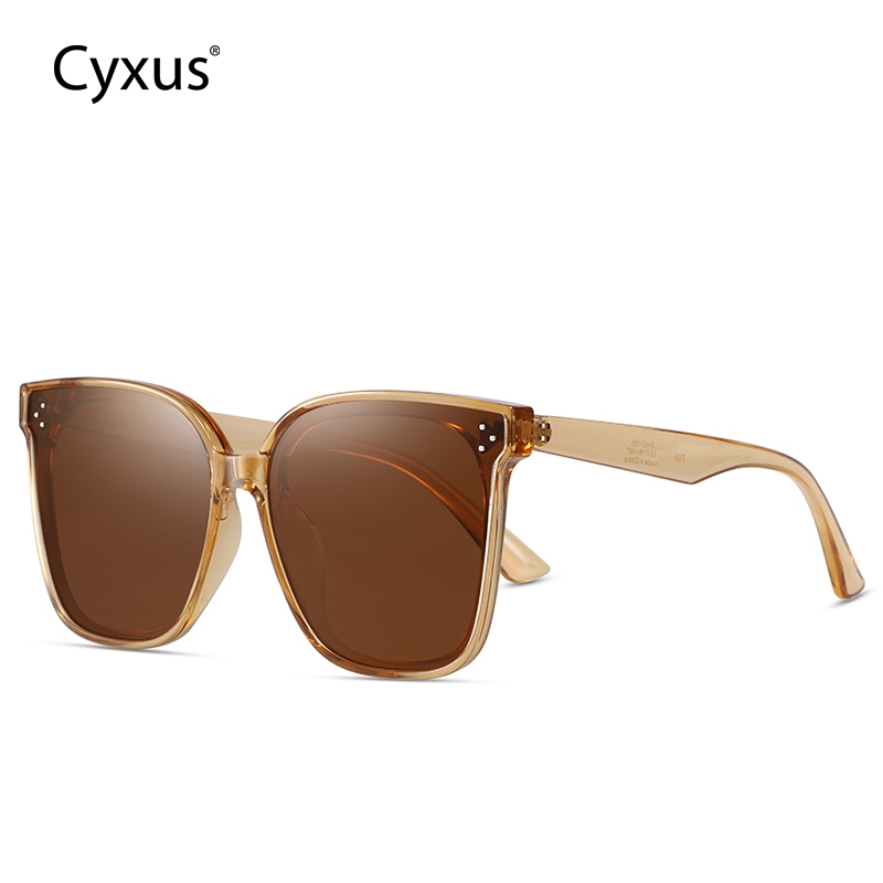 Cyxus Kính Mát Nam Nữ Phân Cực TR90 Gọng Tròn Lớn Chống UV400 Chống Chói Hiệu Quả 1055