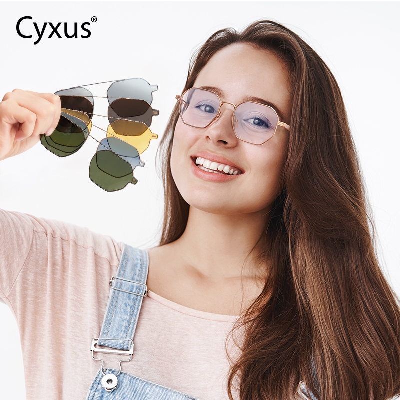 Cyxus Kính Mát 2 Trong 1 Gắn Nam Châm Chống Ánh Sáng Xanh UV400 Nam Nữ Lái Xe Đêm Ngoài Trời 1054
