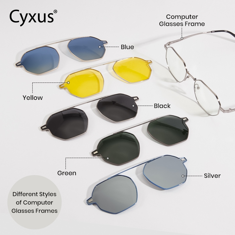 Cyxus Kính Mát 2 Trong 1 Gắn Nam Châm Chống Ánh Sáng Xanh UV400 Nam Nữ Lái Xe Đêm Ngoài Trời 1054
