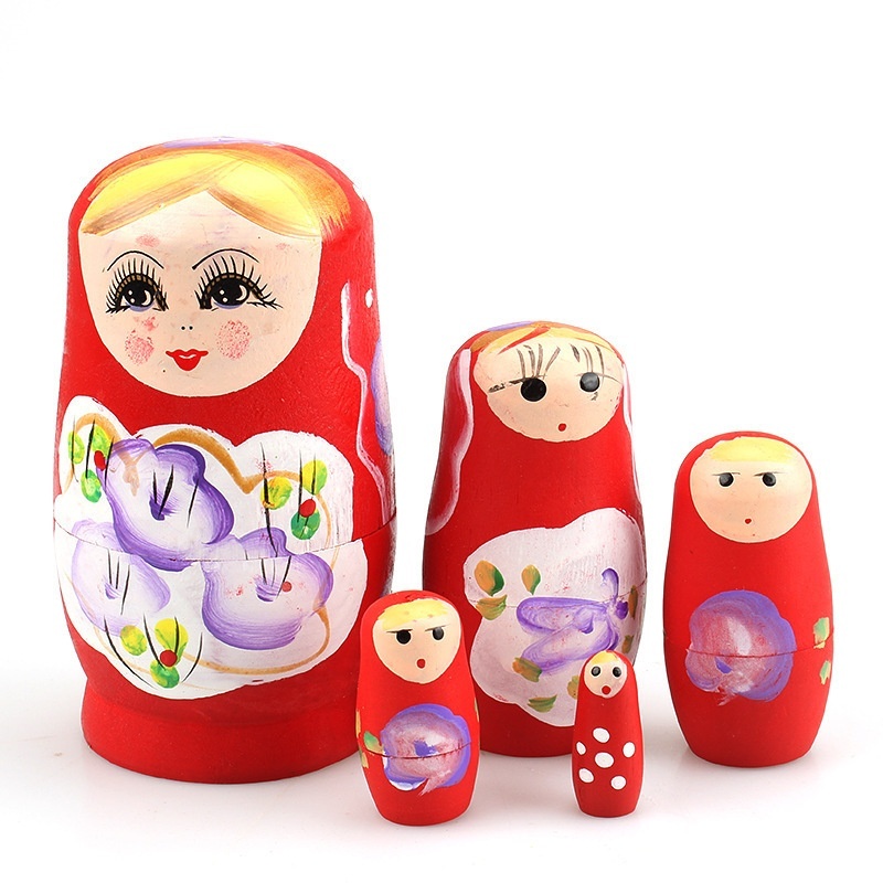 Bộ 5 Búp Bê Hoạt Hình Nga Matryoshka Bằng Gỗ