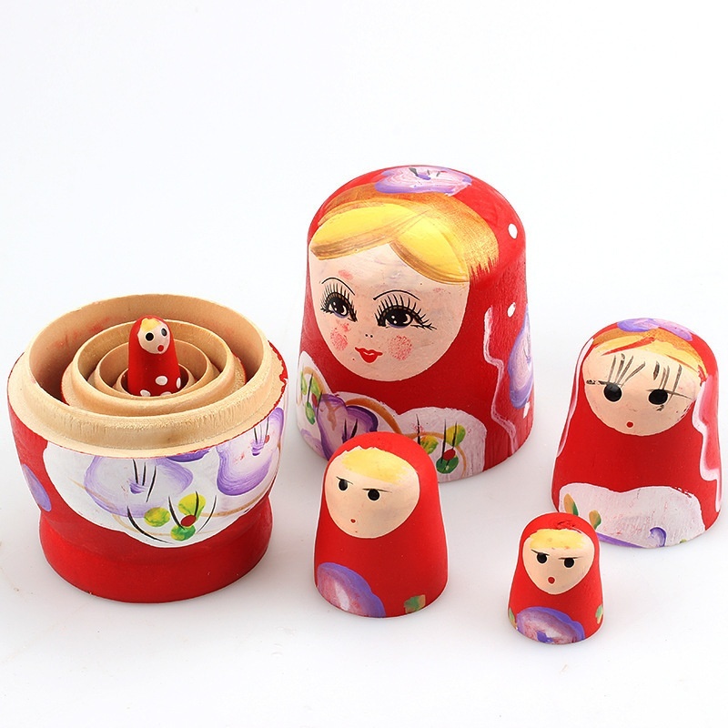 Bộ 5 Búp Bê Hoạt Hình Nga Matryoshka Bằng Gỗ
