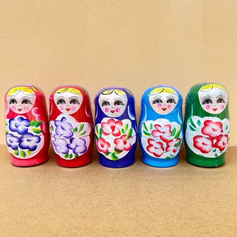 Bộ 5 Búp Bê Hoạt Hình Nga Matryoshka Bằng Gỗ