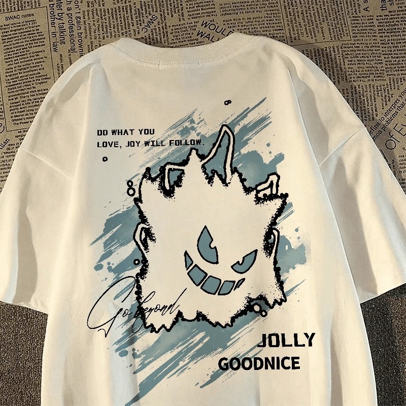 XIEHNASA-Áo thun nam cotton lỏng lẻo thấm mồ hôi ngắn tay Graffiti phong cách