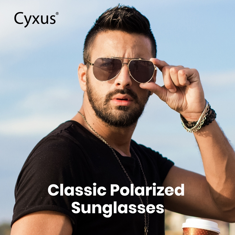 Cyxus Kính Phân Cực Kiểu Aviator Gọng Kim Loại Có Bản Lề Lò Xo Phong Cách Retro Cho Nam Nữ Phù Hợp Đi Biển Và Lái Xe 1048