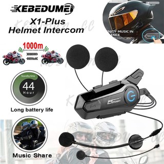 X1 Plus Mũ bảo hiểm xe máy Intercom Bluetooth Tai nghe không dây không thấm nước 1000M Khoảng cách chia sẻ âm nhạc cho hai người lái xe
