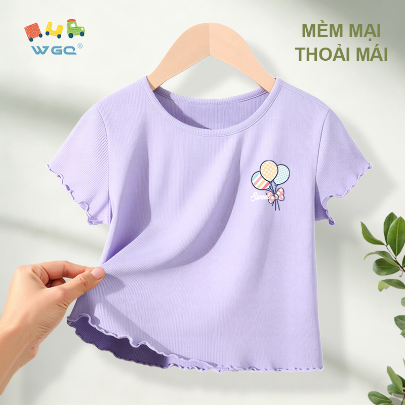 W.G.Q Áo thun bé gái , Áo thun thường ngày phong cách mới mùa hè, mềm mại thoải mái, thời trang phù hợp với in hình dễ thương