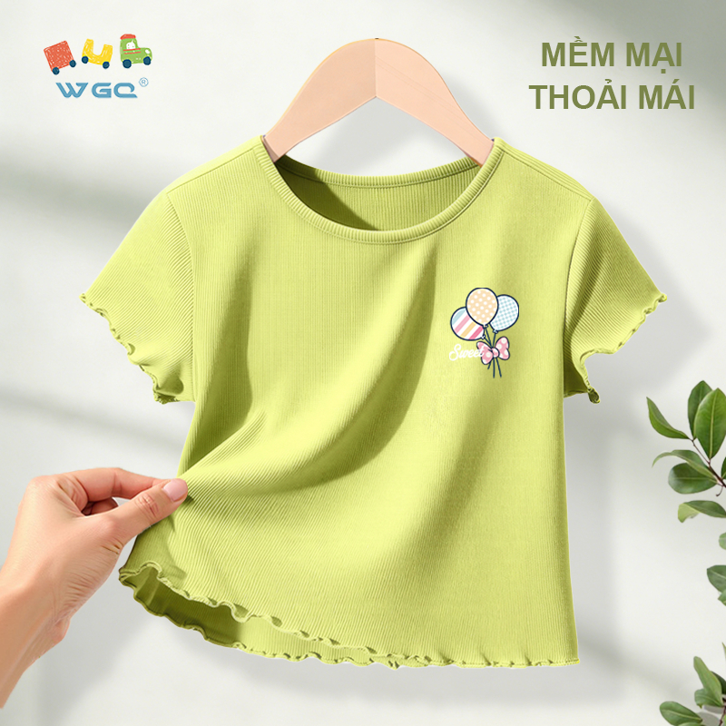 W.G.Q Áo thun bé gái , Áo thun thường ngày phong cách mới mùa hè, mềm mại thoải mái, thời trang phù hợp với in hình dễ thương