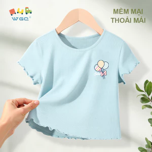 W.G.Q Áo thun bé gái , Áo thun thường ngày phong cách mới mùa hè, mềm mại thoải mái, thời trang phù hợp với in hình dễ thương
