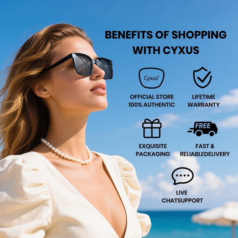 CyxusKính râm đen phân cực / Kính râm thời trang / Chống tia UV400 / Dành cho cả nam và nữ / Gọng vuông ngoại cỡ / Thích hợp cho du lịch 1014