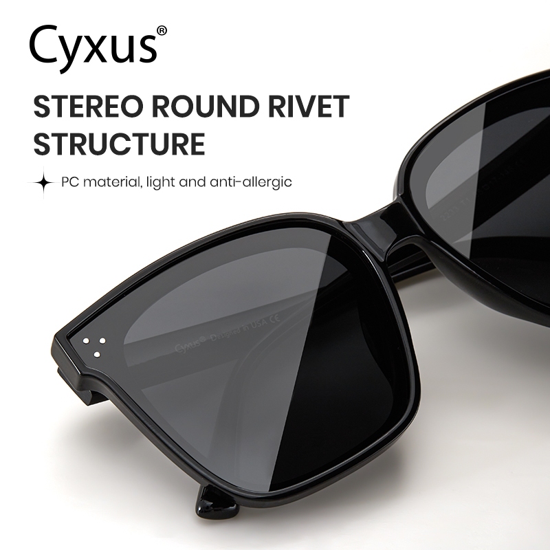 CyxusKính râm đen phân cực / Kính râm thời trang / Chống tia UV400 / Dành cho cả nam và nữ / Gọng vuông ngoại cỡ / Thích hợp cho du lịch 1014