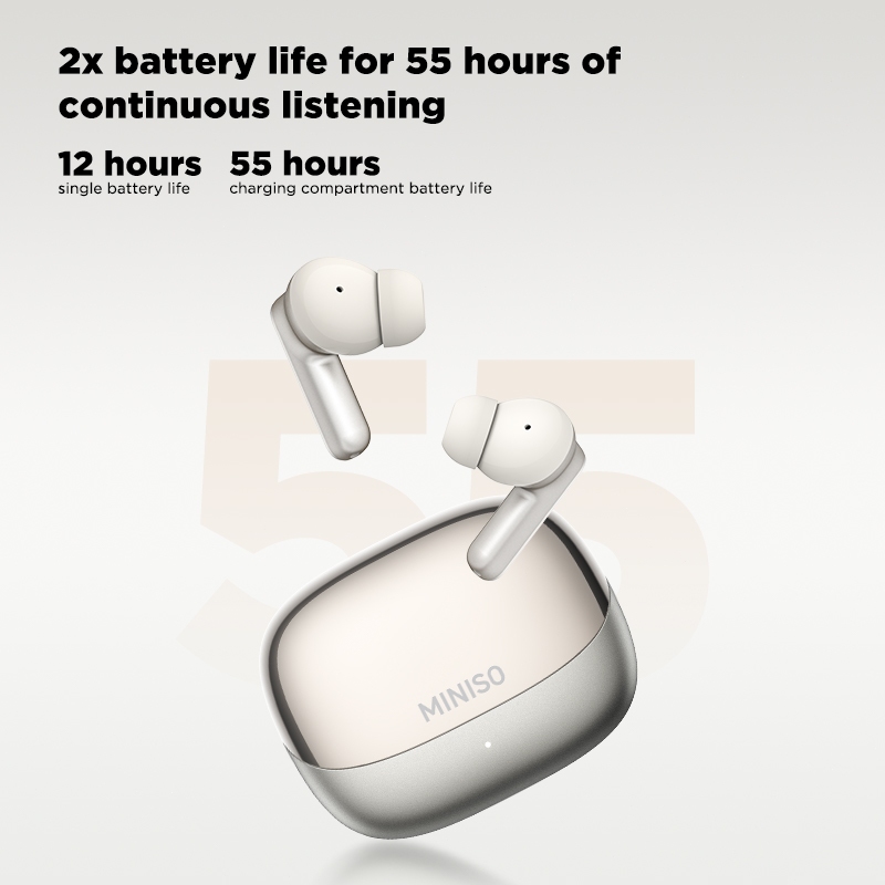 MINISO MS106 AI Translator Tai nghe không dây Bluetooth 6.0TWS In-ear ANC Giảm tiếng ồn Điều khiển cảm ứng thông minh Âm thanh HiFi với MIC