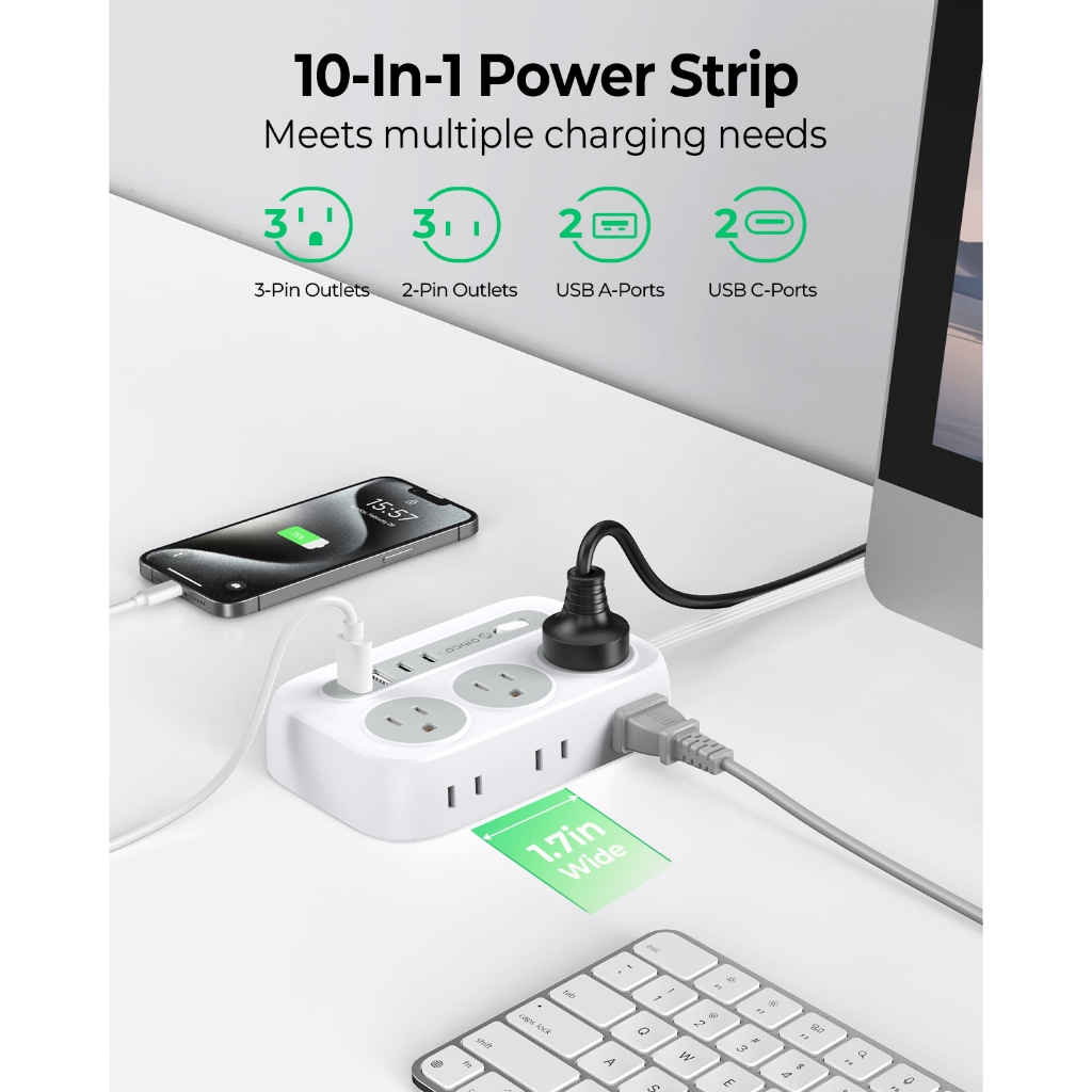 ORICO US Plug - Dây nối dài 1,5M / 3M / 4.6M có ổ cắm nguồn USB Ổ cắm đa phích cắm (OG-US)