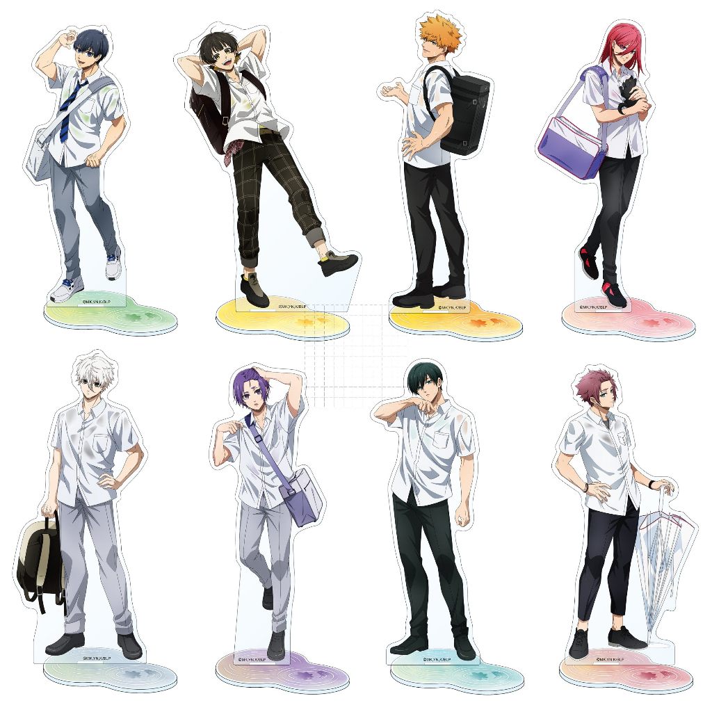 Bộ chân đế Acrylic dòng mưa mùa thu Blue Lock: Bộ sưu tập hình Anime Yoichi Hyoma Rin Reo
