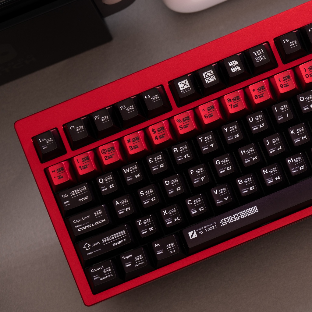 Tham số hóa Keycaps Đen Đỏ Sơn kim loại PBT bóng Keycap cho bàn phím cơ