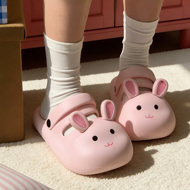 XIXITIAO Dép Mary Jane Nữ Chống Va Chạm Dày Đi Biển Thoải Mái Mùa Hè Thỏ