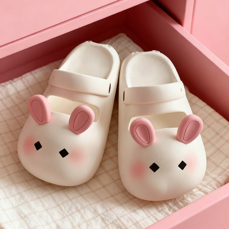 XIXITIAO Dép Mary Jane Nữ Chống Va Chạm Dày Đi Biển Thoải Mái Mùa Hè Thỏ