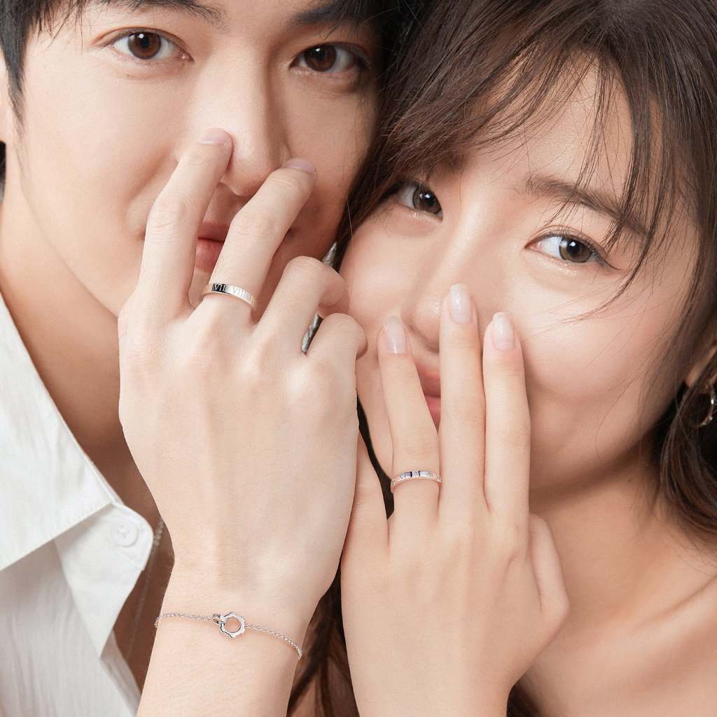 FanciMe "Thời La Mã" Cặp đôi hứa hẹn Nhẫn bạc Sterling Quà tặng ngày lễ tình nhân