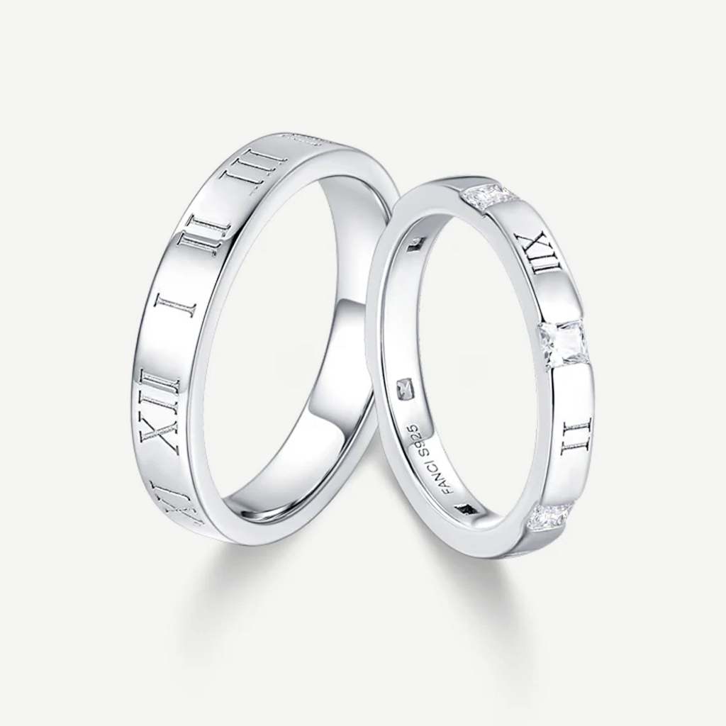 FanciMe "Thời La Mã" Cặp đôi hứa hẹn Nhẫn bạc Sterling Quà tặng ngày lễ tình nhân